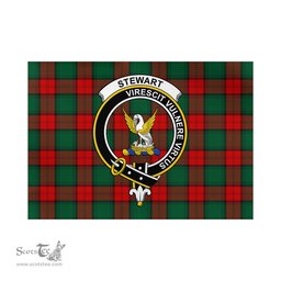 Scottish Stewart Atholl Modern Tartan Flag with Family Crest - Tartan Garden Flag Scottish Plaid Tartan Plaid - ScotsTee - scotstee.com