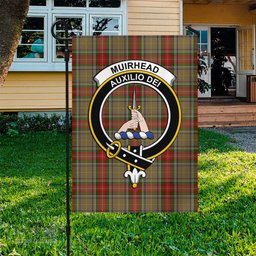Scottish Muirhead Old Tartan Flag with Family Crest - Tartan Garden Flag Scottish Plaid Tartan Plaid - ScotsTee - scotstee.com