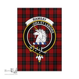 Scottish Ramsay Tartan Flag with Family Crest - Tartan Garden Flag Scottish Plaid Tartan Plaid - ScotsTee - scotstee.com