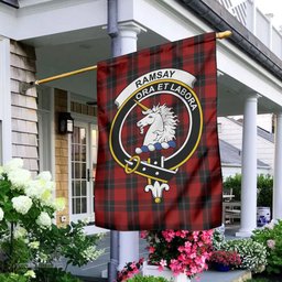 Scottish Ramsay Tartan Flag with Family Crest - Tartan Garden Flag Scottish Plaid Tartan Plaid - ScotsTee - scotstee.com