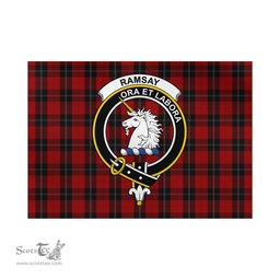 Scottish Ramsay Tartan Flag with Family Crest - Tartan Garden Flag Scottish Plaid Tartan Plaid - ScotsTee - scotstee.com