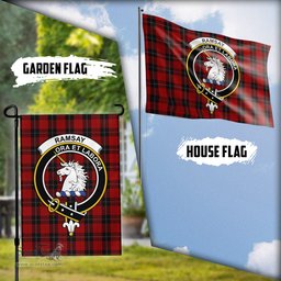 Scottish Ramsay Tartan Flag with Family Crest - Tartan Garden Flag Scottish Plaid Tartan Plaid - ScotsTee - scotstee.com