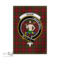 Scottish Shaw of Tordarroch Red Dress Tartan Flag with Family Crest - Tartan Garden Flag Scottish Plaid Tartan Plaid - ScotsTee - scotstee.com