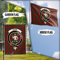 Scottish Shaw of Tordarroch Red Dress Tartan Flag with Family Crest - Tartan Garden Flag Scottish Plaid Tartan Plaid - ScotsTee - scotstee.com