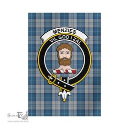 Scottish Menzies Dress Blue and White Tartan Flag with Family Crest - Tartan Garden Flag Scottish Plaid Tartan Plaid - ScotsTee - scotstee.com
