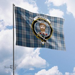 Scottish Menzies Dress Blue and White Tartan Flag with Family Crest - Tartan Garden Flag Scottish Plaid Tartan Plaid - ScotsTee - scotstee.com