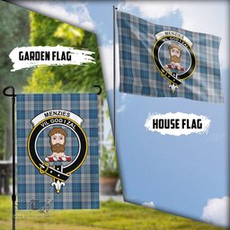 Scottish Menzies Dress Blue and White Tartan Flag with Family Crest - Tartan Garden Flag Scottish Plaid Tartan Plaid - ScotsTee - scotstee.com
