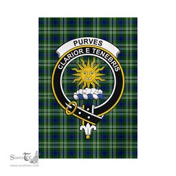 Scottish Purves Tartan Flag with Family Crest - Tartan Garden Flag Scottish Plaid Tartan Plaid - ScotsTee - scotstee.com