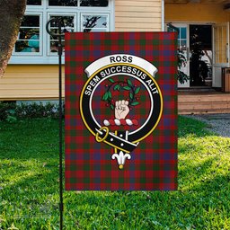 Scottish Ross Tartan Flag with Family Crest - Tartan Garden Flag Scottish Plaid Tartan Plaid - ScotsTee - scotstee.com