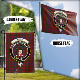 Scottish Ross Tartan Flag with Family Crest - Tartan Garden Flag Scottish Plaid Tartan Plaid - ScotsTee - scotstee.com