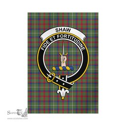 Scottish Shaw Green Modern Tartan Flag with Family Crest - Tartan Garden Flag Scottish Plaid Tartan Plaid - ScotsTee - scotstee.com