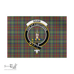Scottish Shaw Green Modern Tartan Flag with Family Crest - Tartan Garden Flag Scottish Plaid Tartan Plaid - ScotsTee - scotstee.com