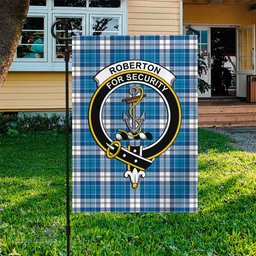 Scottish Roberton Tartan Flag with Family Crest - Tartan Garden Flag Scottish Plaid Tartan Plaid - ScotsTee - scotstee.com
