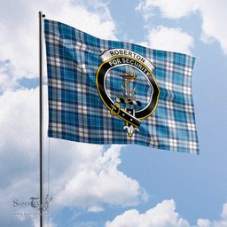 Scottish Roberton Tartan Flag with Family Crest - Tartan Garden Flag Scottish Plaid Tartan Plaid - ScotsTee - scotstee.com
