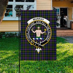 Scottish Murray of Atholl Modern Tartan Flag with Family Crest - Tartan Garden Flag Scottish Plaid Tartan Plaid - ScotsTee - scotstee.com
