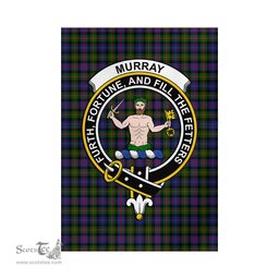Scottish Murray of Atholl Modern Tartan Flag with Family Crest - Tartan Garden Flag Scottish Plaid Tartan Plaid - ScotsTee - scotstee.com