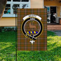 Scottish Scott Brown Modern Tartan Flag with Family Crest - Tartan Garden Flag Scottish Plaid Tartan Plaid - ScotsTee - scotstee.com