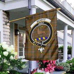 Scottish Scott Brown Modern Tartan Flag with Family Crest - Tartan Garden Flag Scottish Plaid Tartan Plaid - ScotsTee - scotstee.com