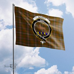 Scottish Scott Brown Modern Tartan Flag with Family Crest - Tartan Garden Flag Scottish Plaid Tartan Plaid - ScotsTee - scotstee.com