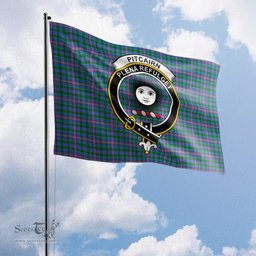 Scottish Pitcairn Hunting Tartan Flag with Family Crest - Tartan Garden Flag Scottish Plaid Tartan Plaid - ScotsTee - scotstee.com