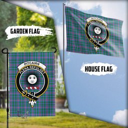 Scottish Pitcairn Hunting Tartan Flag with Family Crest - Tartan Garden Flag Scottish Plaid Tartan Plaid - ScotsTee - scotstee.com