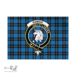 Scottish Ramsay Blue Ancient Tartan Flag with Family Crest - Tartan Garden Flag Scottish Plaid Tartan Plaid - ScotsTee - scotstee.com