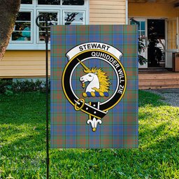 Scottish Stewart of Appin Hunting Ancient Tartan Flag with Family Crest - Tartan Garden Flag Scottish Plaid Tartan Plaid - ScotsTee - scotstee.com