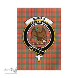 Scottish Munro Ancient Tartan Flag with Family Crest - Tartan Garden Flag Scottish Plaid Tartan Plaid - ScotsTee - scotstee.com