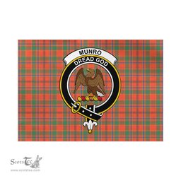 Scottish Munro Ancient Tartan Flag with Family Crest - Tartan Garden Flag Scottish Plaid Tartan Plaid - ScotsTee - scotstee.com