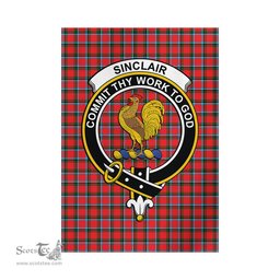 Scottish Sinclair Modern Tartan Flag with Family Crest - Tartan Garden Flag Scottish Plaid Tartan Plaid - ScotsTee - scotstee.com
