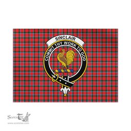 Scottish Sinclair Modern Tartan Flag with Family Crest - Tartan Garden Flag Scottish Plaid Tartan Plaid - ScotsTee - scotstee.com