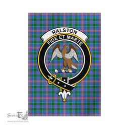 Scottish Ralston Tartan Flag with Family Crest - Tartan Garden Flag Scottish Plaid Tartan Plaid - ScotsTee - scotstee.com
