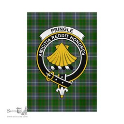 Scottish Pringle Tartan Flag with Family Crest - Tartan Garden Flag Scottish Plaid Tartan Plaid - ScotsTee - scotstee.com