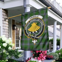 Scottish Pringle Tartan Flag with Family Crest - Tartan Garden Flag Scottish Plaid Tartan Plaid - ScotsTee - scotstee.com