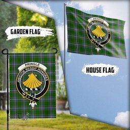 Scottish Pringle Tartan Flag with Family Crest - Tartan Garden Flag Scottish Plaid Tartan Plaid - ScotsTee - scotstee.com