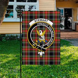 Scottish Stewart Black Tartan Flag with Family Crest - Tartan Garden Flag Scottish Plaid Tartan Plaid - ScotsTee - scotstee.com