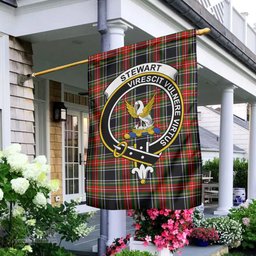 Scottish Stewart Black Tartan Flag with Family Crest - Tartan Garden Flag Scottish Plaid Tartan Plaid - ScotsTee - scotstee.com