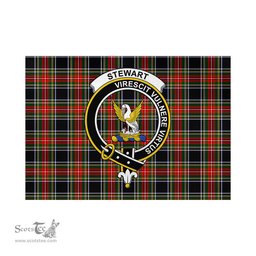 Scottish Stewart Black Tartan Flag with Family Crest - Tartan Garden Flag Scottish Plaid Tartan Plaid - ScotsTee - scotstee.com