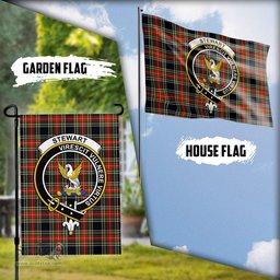 Scottish Stewart Black Tartan Flag with Family Crest - Tartan Garden Flag Scottish Plaid Tartan Plaid - ScotsTee - scotstee.com