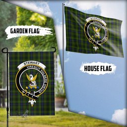 Scottish Stewart Hunting Tartan Flag with Family Crest - Tartan Garden Flag Scottish Plaid Tartan Plaid - ScotsTee - scotstee.com