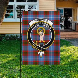 Scottish Skirving Tartan Flag with Family Crest - Tartan Garden Flag Scottish Plaid Tartan Plaid - ScotsTee - scotstee.com