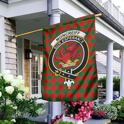 Scottish Moncrieff Modern Tartan Flag with Family Crest - Tartan Garden Flag Scottish Plaid Tartan Plaid - ScotsTee - scotstee.com