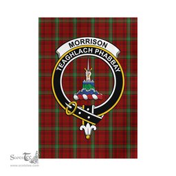 Scottish Morrison Tartan Flag with Family Crest - Tartan Garden Flag Scottish Plaid Tartan Plaid - ScotsTee - scotstee.com