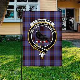 Scottish Rutherford Tartan Flag with Family Crest - Tartan Garden Flag Scottish Plaid Tartan Plaid - ScotsTee - scotstee.com