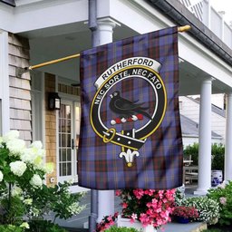 Scottish Rutherford Tartan Flag with Family Crest - Tartan Garden Flag Scottish Plaid Tartan Plaid - ScotsTee - scotstee.com