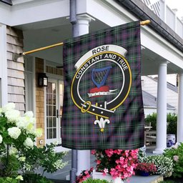 Scottish Rose Hunting Modern Tartan Flag with Family Crest - Tartan Garden Flag Scottish Plaid Tartan Plaid - ScotsTee - scotstee.com