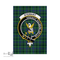Scottish Stewart Hunting Modern Tartan Flag with Family Crest - Tartan Garden Flag Scottish Plaid Tartan Plaid - ScotsTee - scotstee.com