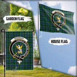 Scottish Stewart Hunting Modern Tartan Flag with Family Crest - Tartan Garden Flag Scottish Plaid Tartan Plaid - ScotsTee - scotstee.com