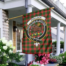 Scottish Pollock Modern Tartan Flag with Family Crest - Tartan Garden Flag Scottish Plaid Tartan Plaid - ScotsTee - scotstee.com