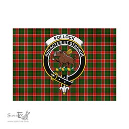 Scottish Pollock Modern Tartan Flag with Family Crest - Tartan Garden Flag Scottish Plaid Tartan Plaid - ScotsTee - scotstee.com